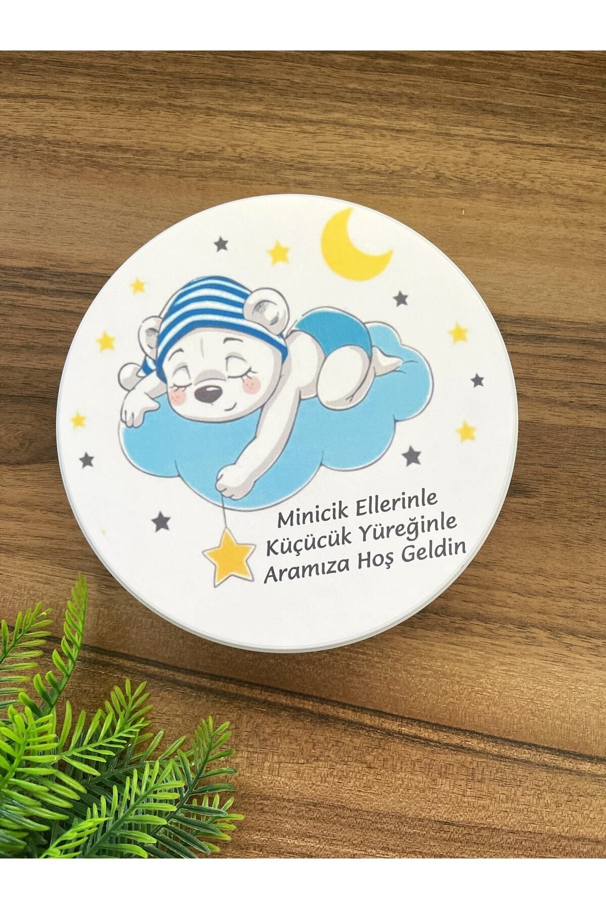 Metal Kutuda 40 Adet Pelit Valonia Hoşgeldin Bebek Çikolatası Uyuyan Ayıcık