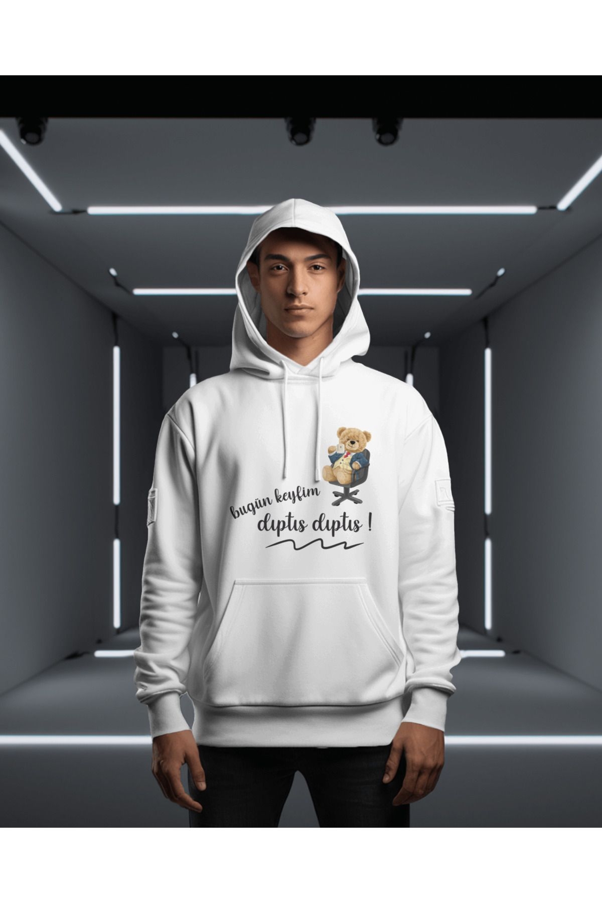 Bugün Keyfim Dıptıs Dıptıs Teddy Bear Kapüşonlu Sweatshirt Hoodie Unisex Yetişkin