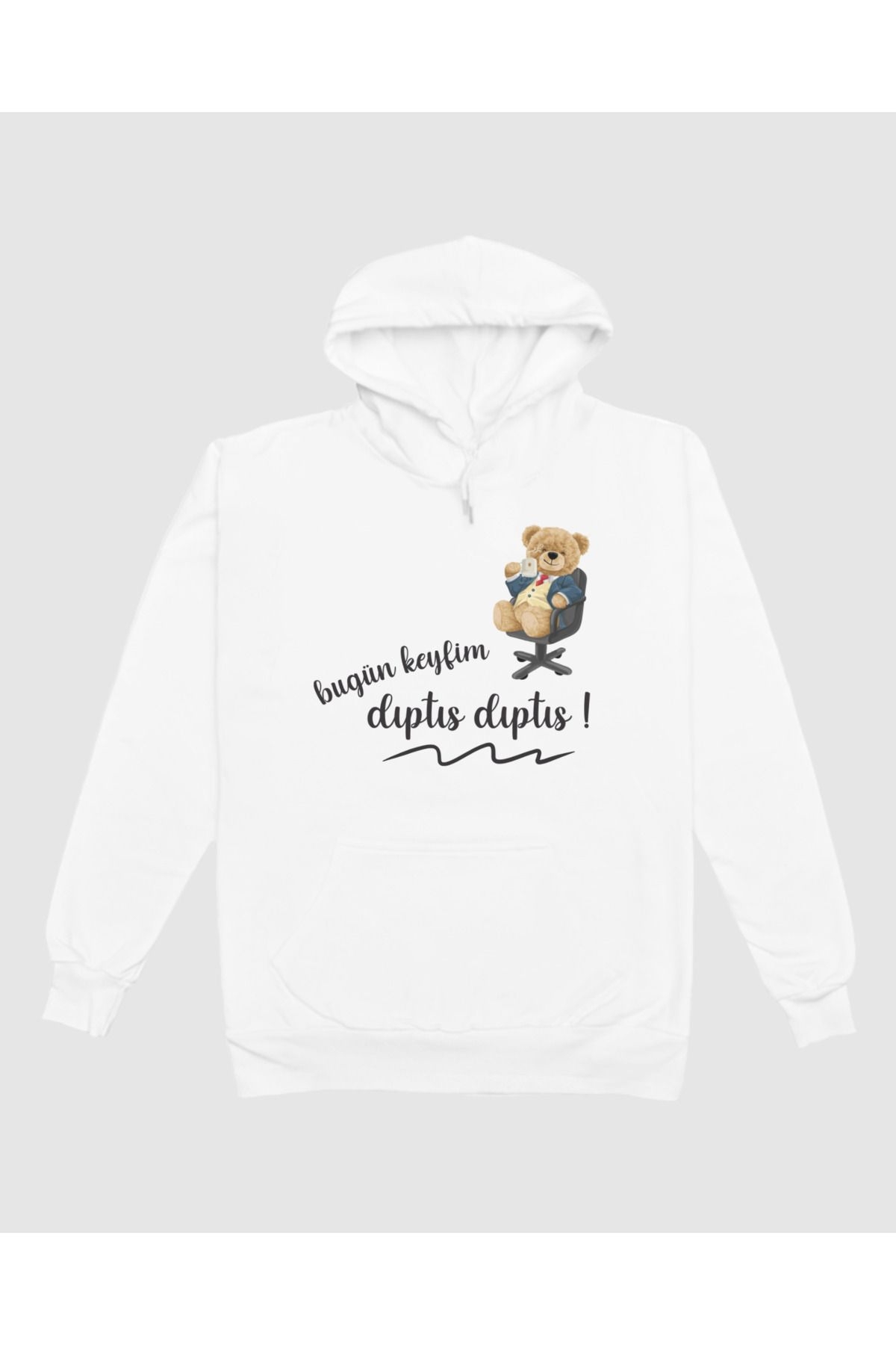 Bugün Keyfim Dıptıs Dıptıs Teddy Bear Kapüşonlu Sweatshirt Hoodie Unisex Yetişkin
