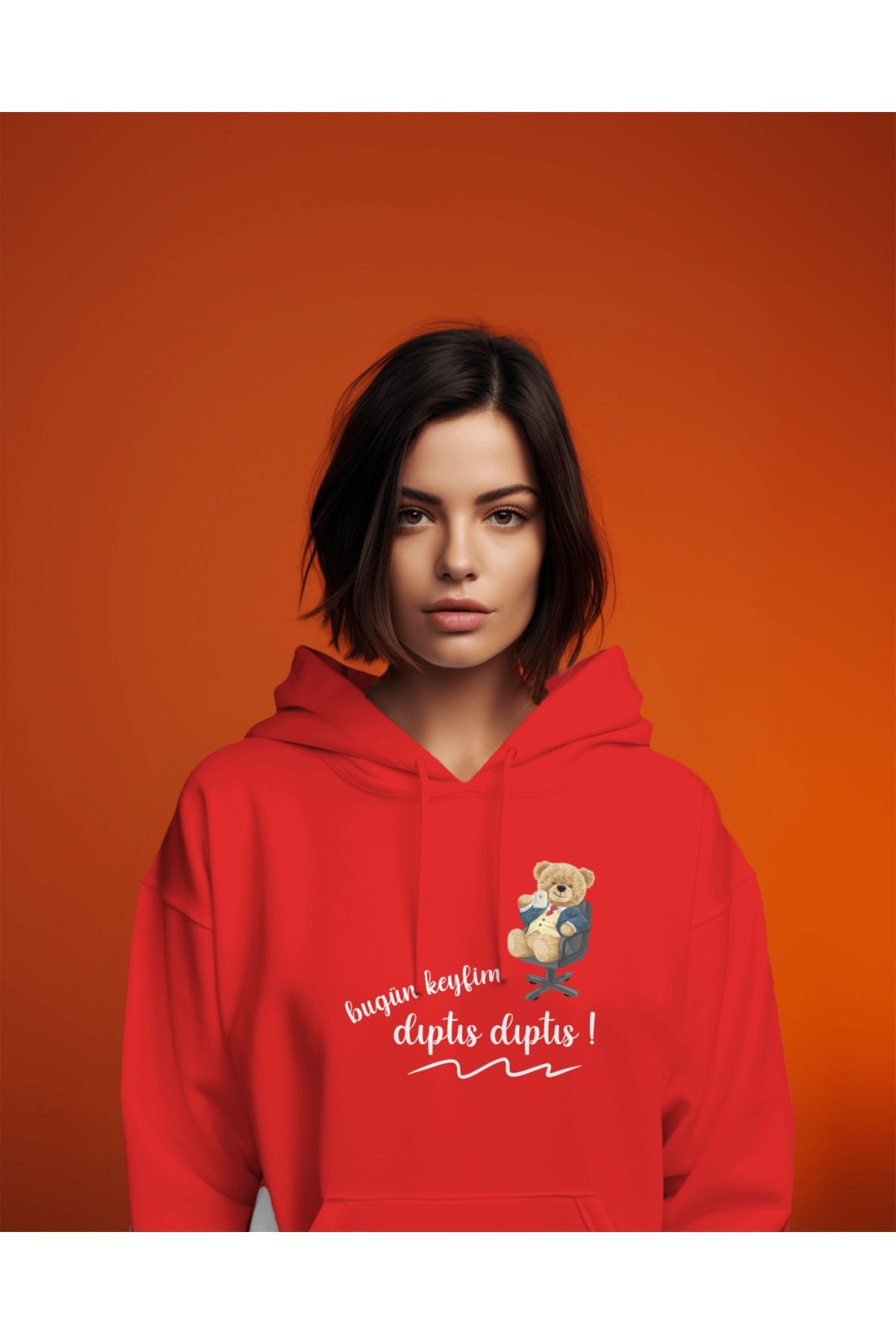 Bugün Keyfim Dıptıs Dıptıs Teddy Bear Kapüşonlu Sweatshirt Hoodie Unisex Yetişkin