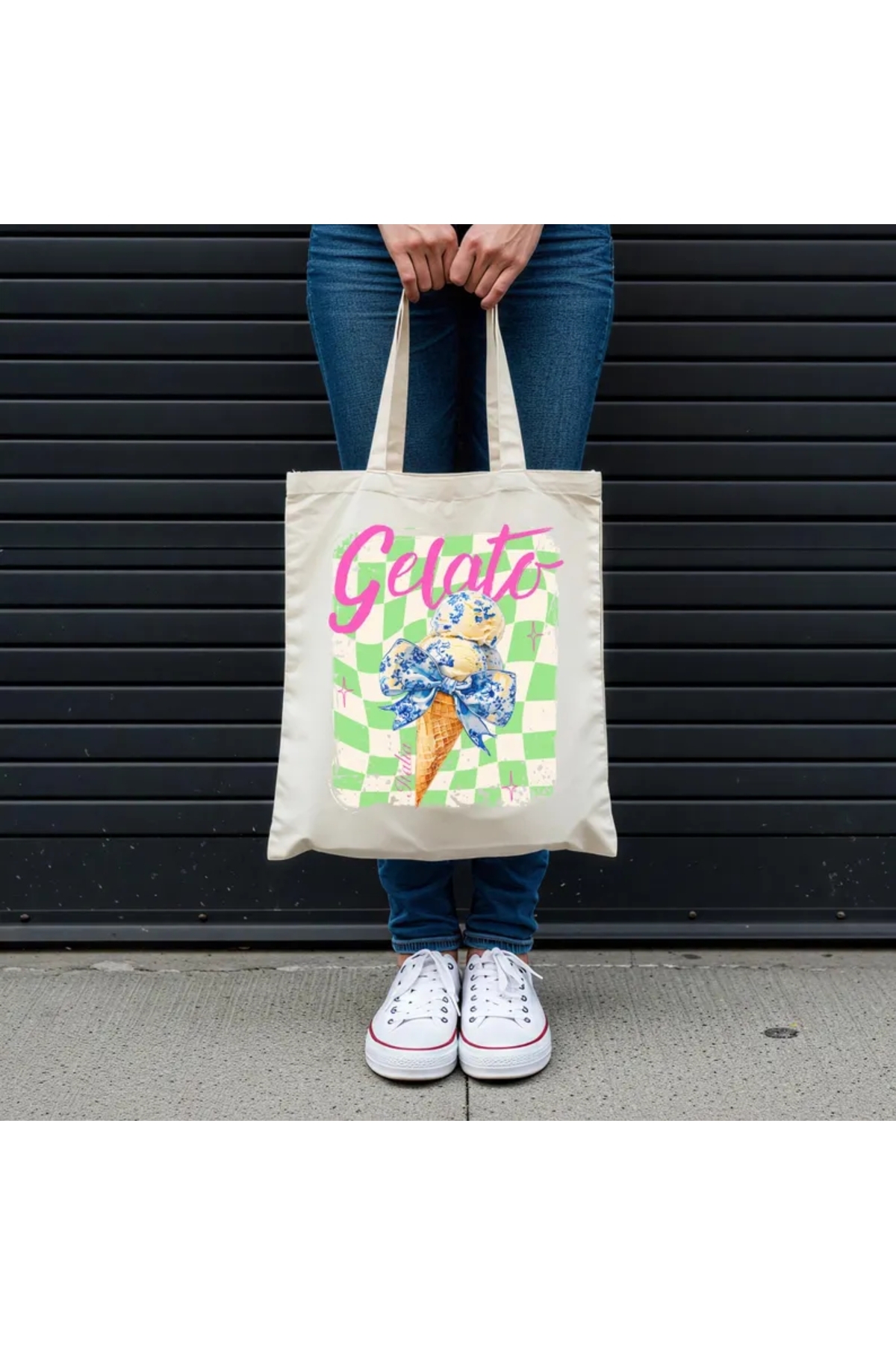 Gelato Italia Baskılı Bez Çanta , Omuz Çantası, Tote Bag 1 Adet