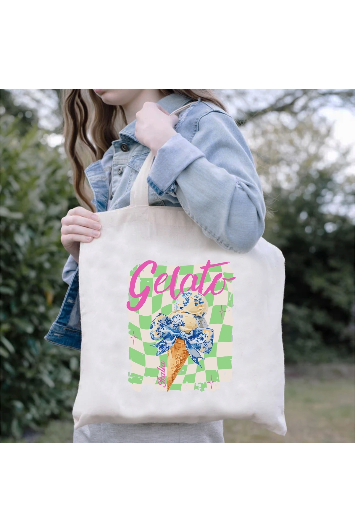 Gelato Italia Baskılı Bez Çanta , Omuz Çantası, Tote Bag 1 Adet