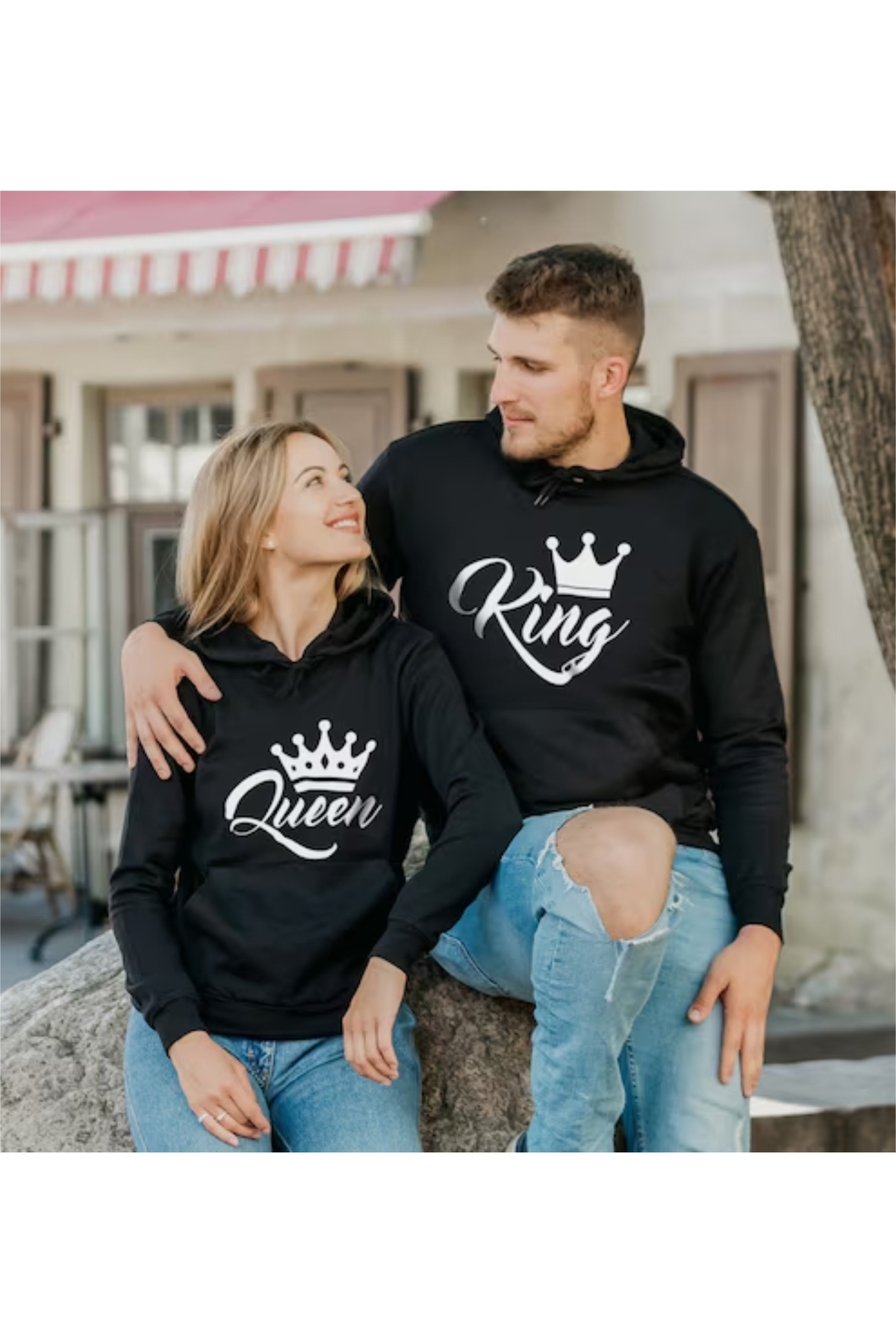 Sevgili Hoodieleri Çift Sevgili Kombinleri Couple Clothing  3 İplik Kapüşonlu Sweatshirt 2 Adet