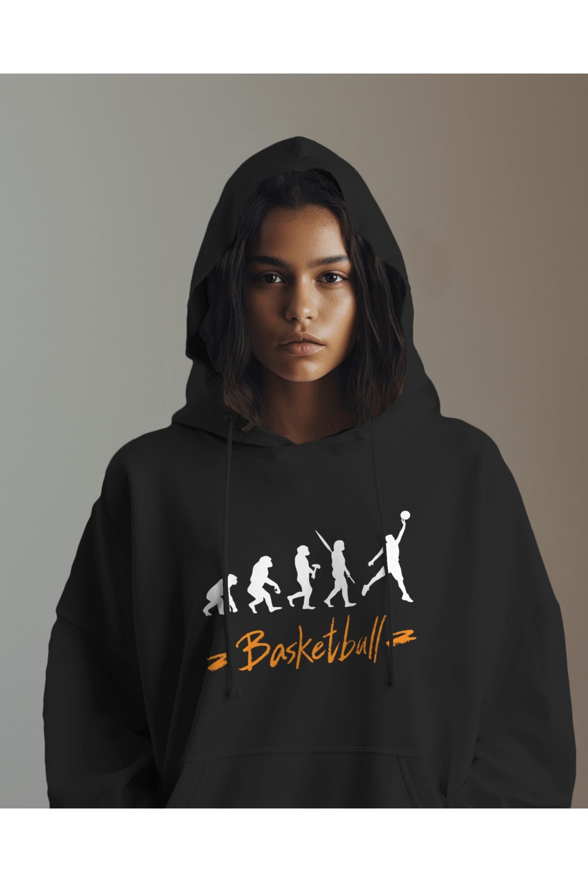 Basketbol Evrim Teorisi Siyah Kapüşonlu Sweatshirt Hoodie Unisex Yetişkin