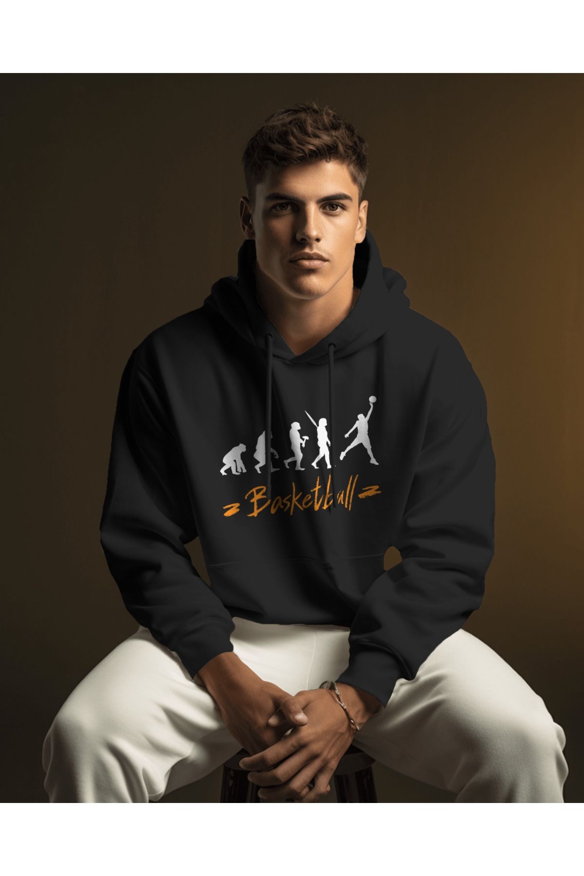 Basketbol Evrim Teorisi Siyah Kapüşonlu Sweatshirt Hoodie Unisex Yetişkin