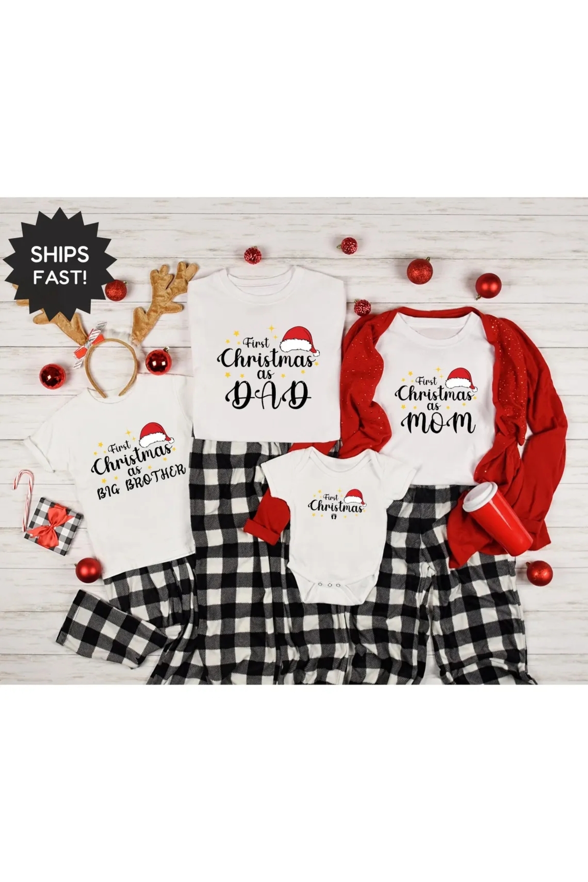 First Christmas Kombini Çocuk Yetişkin (TEKLİ ÜRÜNDÜR KOMBİN YAPMAK İÇİN 2-3 ADET SEPETE EKLEYİNİZ)