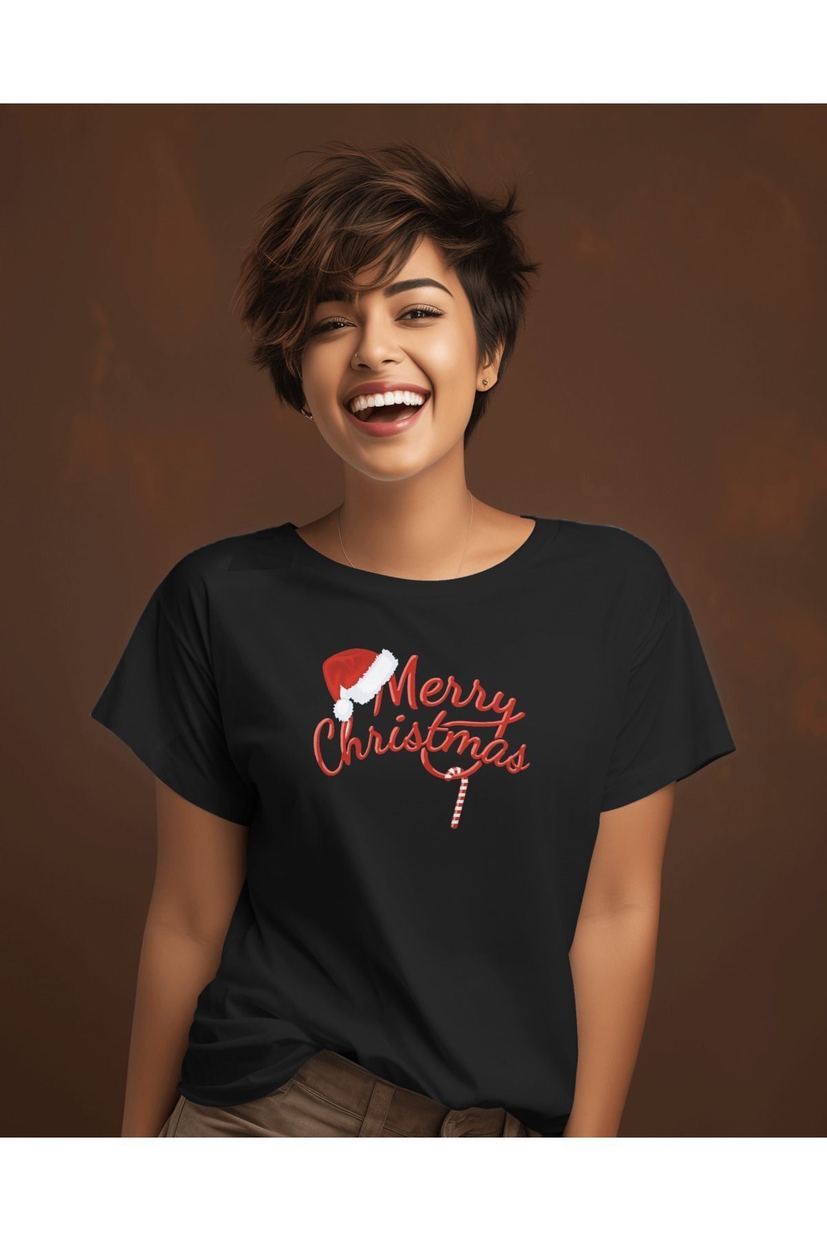 Merry Christmas Unisex Yetişkin ve Çocuk Kısa Kollu T-shirt
