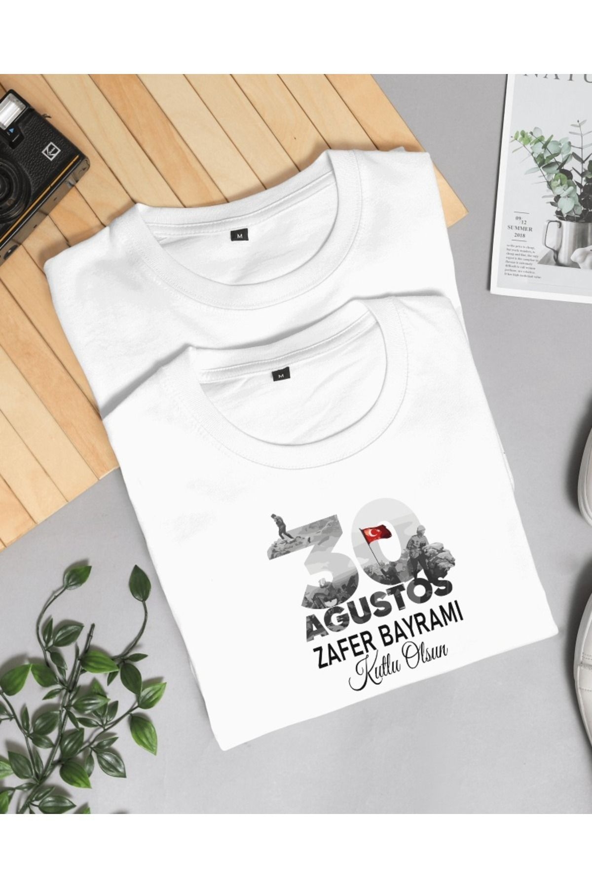 30 Ağustos Zafer Bayramı Baskılı Unisex Kısa Kollu Beyaz T-shirt