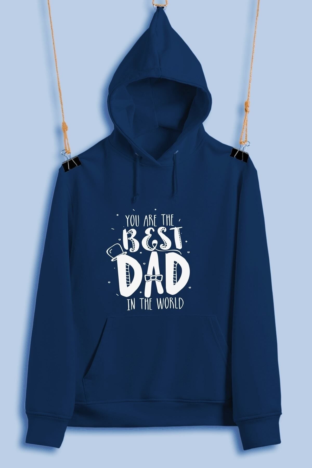 Best Dad En Iyi Baba Kapüşonlu Şardonlu Kalın Sweatshirt