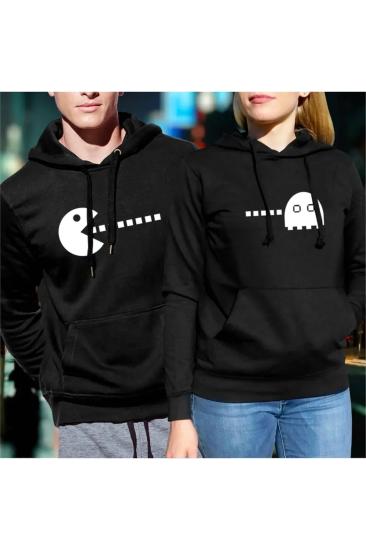 Sevgili Hoodieleri Pacman Sevgili Kombinleri Couple Clothing 3 İplik Kapüşonlu Sweatshirt 2 Adet