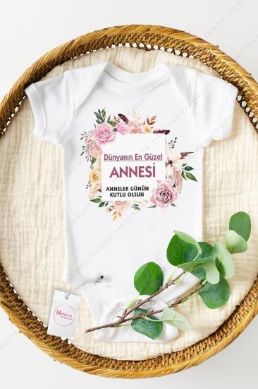 Bebek Beyaz Anneler Günün Kutlu Olsun Baskılı Zıbın