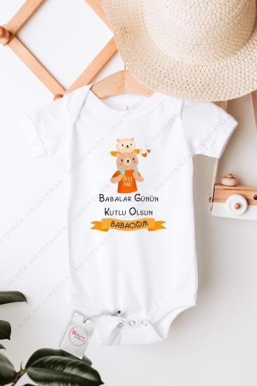 Babalar Günü Teddy Bear Baskılı Bebek Body & Zıbın