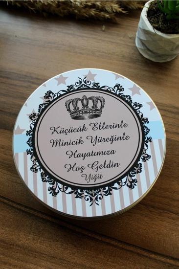 Metal Kutuda Pelit Valonia Hoşgeldin Bebek Çikolatası Mavi 40 Adet