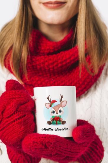 Sevimli Geyik Yeni Yıl Baskılı Kupa