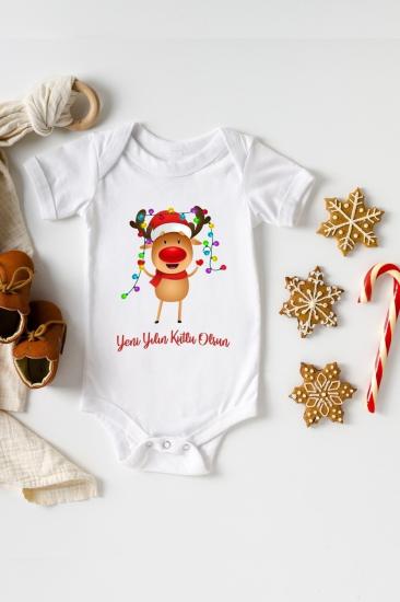 Bebek Beyaz Yeni Yıl Hediyesi Sevimli Geyik Baskılı Zıbını