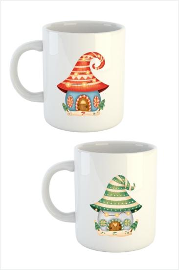 2’li Yılbaşı Yeni Yıl Konseptli Gnome House Kupa Bardak Seti 2025