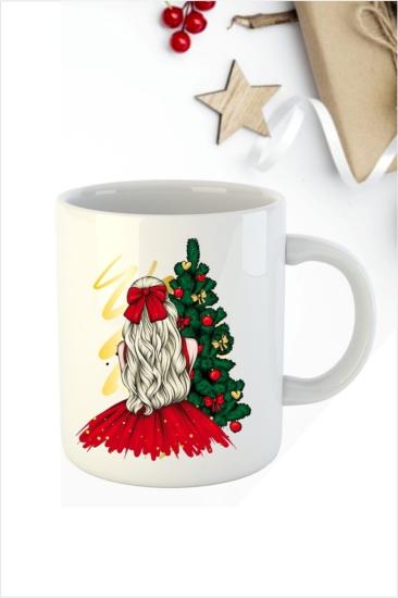 Yılbaşı Yeni Yıl Konseptli Mery Christmas Girl Kupa Bardak