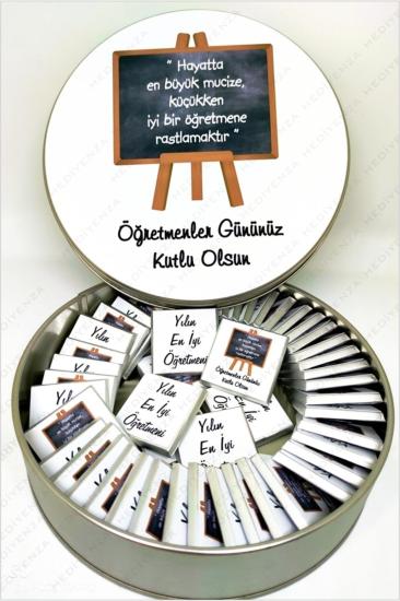 Öğretmenler Günü Özel Hediye Metal Kutuda Çikolata - 40 Adet