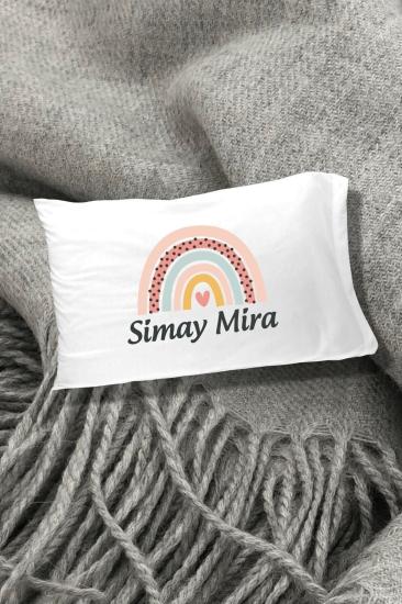 Bohem Gökkuşağı Baskılı Yazılı Dekoratif Çocuk Yastık Kılıfı 50x70 Cm 1 Adet - Beyaz