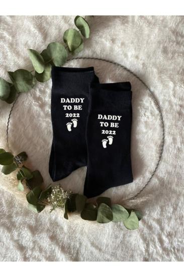 Daddy To Be 2022 Baskılı Siyah Erkek Soket Çorap Baba Adaylarına Özel