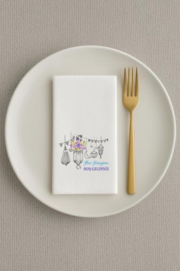 İftar Yemeğime Hoş Geldiniz Ramazan Sofralarına Özel Sunum Peçetesi 20 Adet