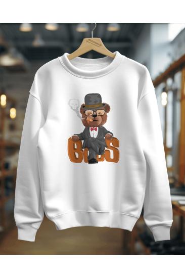 Boss Teddy Bear Sweatshirt Unisex Yetişkin 3 Iplik Kalın Kumaş