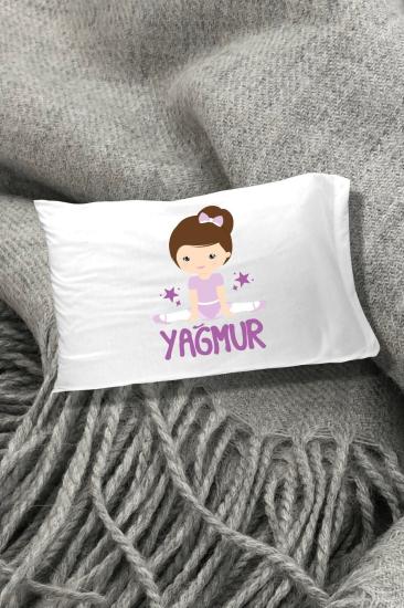 Lila Baskılı Yazılı Dekoratif Çocuk Yastık Kılıfı 50x70 Cm 1 Adet - Tek Kişilik- Beyaz