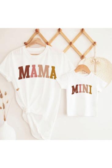 MAMA & MINI Baskılı T-shirt Kombini (TEKLİ ÜRÜNDÜR KOMBİN YAPMAK İÇİN 2 ADET SEPETE EKLEYİNİZ)