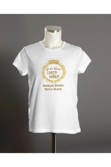 Anneler Günü Happy Mother’s Day Baskılı Çocuk Kısa Kollu Beyaz T-shirt