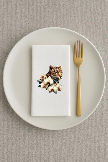 Kişiye Özel Leopar ve Orkideler Baskılı Sunum Peçetesi 20 adet peçete