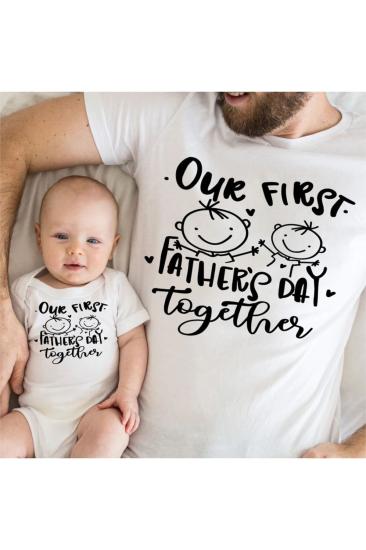 İlk Babalar Günü Father’s Day T-shirt Zıbın (TEKLİ ÜRÜNDÜR KOMBİN YAPMAK İÇN 2ADET SEPETE EKLEYİNİZ)