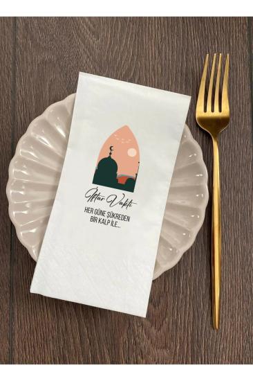 Iftar Vakti Yazılı Ramazan Sofralarına Özel İftar Vakti Baskı Peçete Sunum Peçetesi 20 Adet
