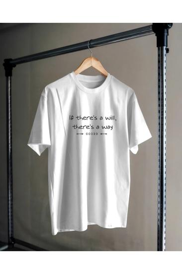 Eğer Bir İstek Varsa, Bir Yol Vardır Boho Tasarım T-shirt Unisex %100 Pamuk