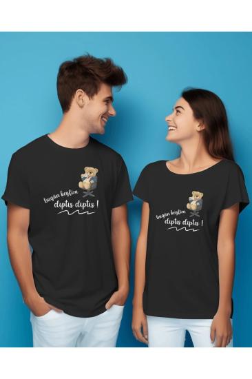 Bugün Keyfin Dıptıs Dıptıs Teddy Bear Valantine Baskılı Sevgililer Günü Hediyesi Çift T-shirt