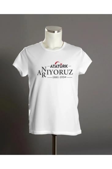 Anıyoruz - Arıyoruz 10 Kasım Atatürk Baskılı Unisex Yetişkin ve Çocuk Kısa Kollu T-shirt