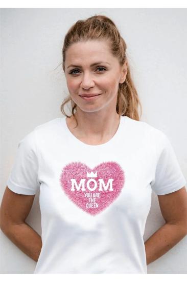 Anneler Günü Özel Hediye Happy Mothers Day Anne Tasarım Yetişkin Unisex Beyaz T-shirt