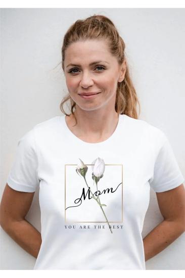 Anneler Günü Özel Hediye Happy Mothers Day Anne Tasarım Yetişkin Unisex Beyaz T-shirt