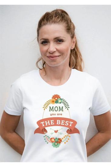 Anneler Günü Özel Hediye Happy Mothers Day Anne Tasarım Yetişkin Unisex Beyaz T-shirt