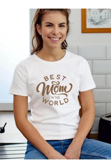 Anneler Günü Özel Hediye Happy Mothers Day Anne Tasarım Yetişkin Unisex Beyaz T-shirt