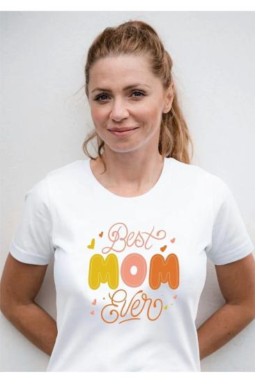 Anneler Günü Özel Hediye Happy Mothers Day Anne Tasarım Yetişkin Unisex Beyaz T-shirt