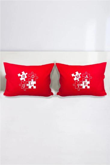 SOULMATE RUH EŞİM BASKILI Çift Kişilik Harfli Dekoratif Yastık Kılıfı 50x70 Cm