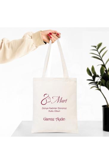 8 Mart Dünya Kadınlar Günü Kurumsala Uygun Hediye Bez Çanta Hediyelik Omuz Çantası, Tote Bag 1 Adet