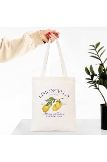 Limon, Limoncello Baskılı Bez Çanta , Omuz Çantası, Tote Bag 1 Adet