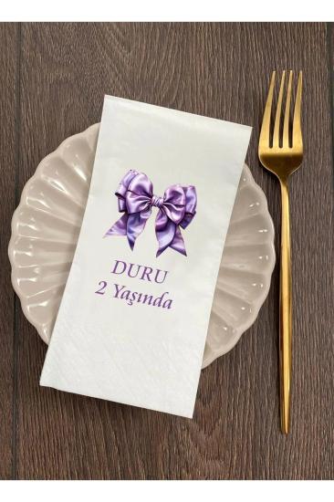 Mor Fiyonk Kurdele Doğum Günü Sunum Peçetesi 20 Adet