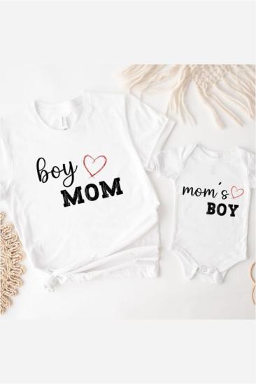 Boy Mom T-shirt & Mom’s Boy Bebek Zıbın (TEKLİ ÜRÜNDÜR KOMBİN YAPMAK İÇN 2 ADET SEPETE EKLEYİNİZ)