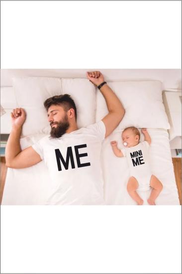Me & Mini Me Babalar Günü T-shirt ve Zıbın (TEKLİ ÜRÜNDÜR KOMBİN YAPMAK İÇN 2 ADET SEPETE EKLEYİNİZ)