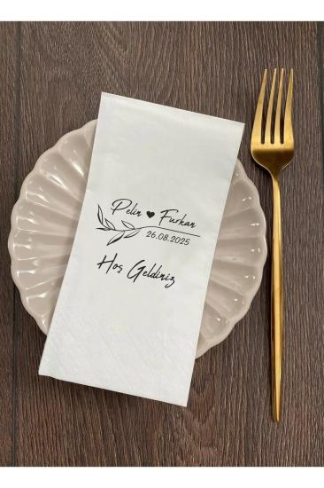 Yaprak Baskılı Sarmaşık Söz Düğün Nişan Peçetesi Sunum Peçetesi 20 Adet