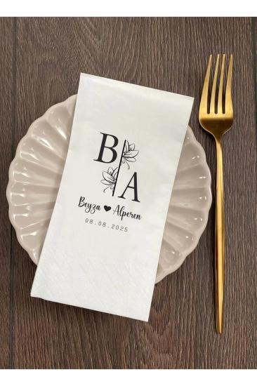 Lotus Baskılı Söz Düğün Nişan Peçetesi Sunum Peçetesi 20 Adet