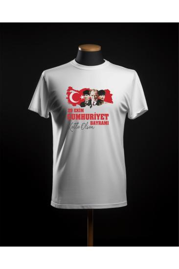 29 Ekim CUMHURİYET BAYRAMI Türk Bayrak  Atatürk Baskılı Unisex ve Çocuk Kısa Kollu T-shirt