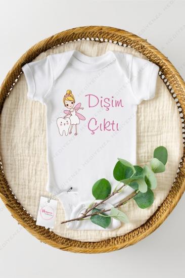 Dişim Çıktı Baskılı Bebek Zıbını - Pembe